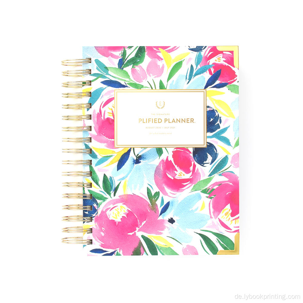 Hardcover Spiral Journal Notebook Planer mit Tasche