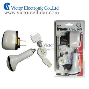 Travel charger,home charger,car charger,3in1 charger for Iphone,ipod 3G/4G