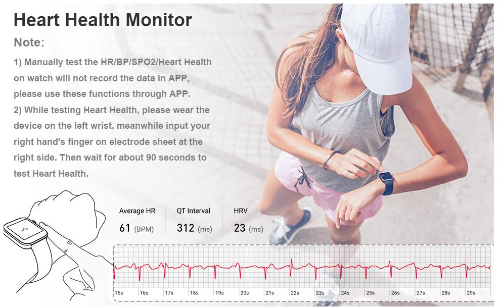Smart watch detak jantung pelacak aktivitas meter HRV Tekanan Darah Monitor Waterproof Fitness Tracker Watch dengan Sleep Monitor