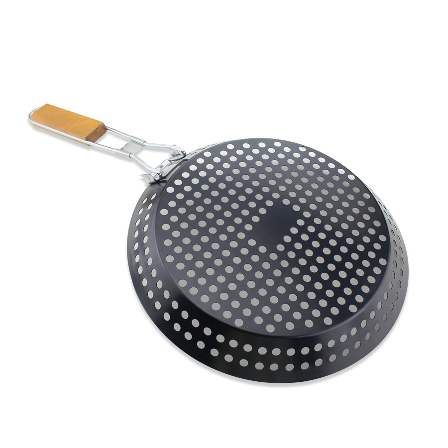 Non-stick Coating BBQ Grill Pan med Wood Handle