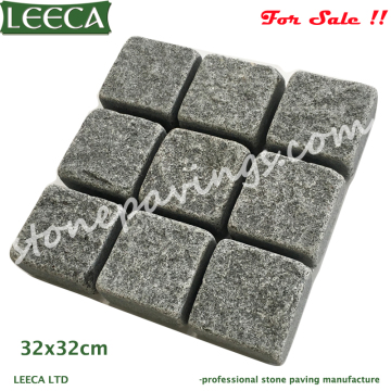 30x30cm stone paver dark grey granite driveway paving stone mesh