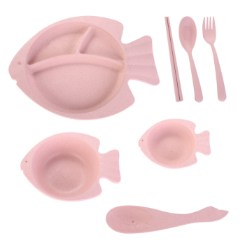 Wheat straw fiber baby feeding set