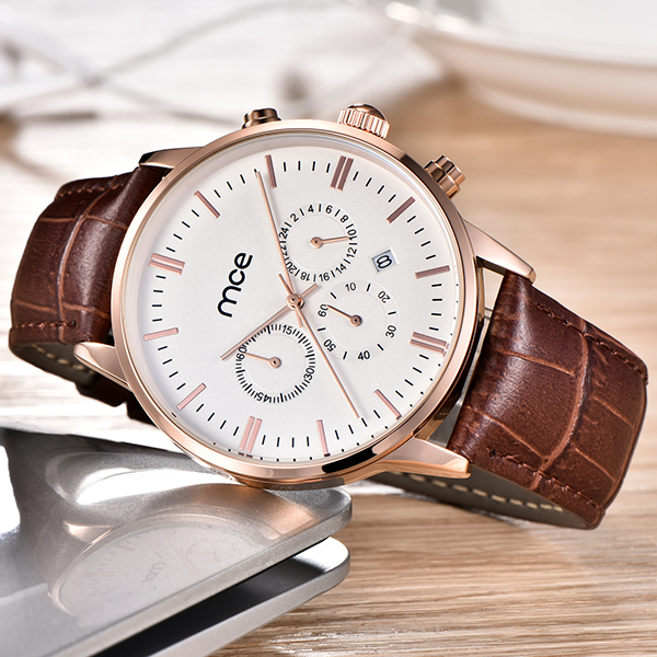 Men OEM logo Chronograph leather watch