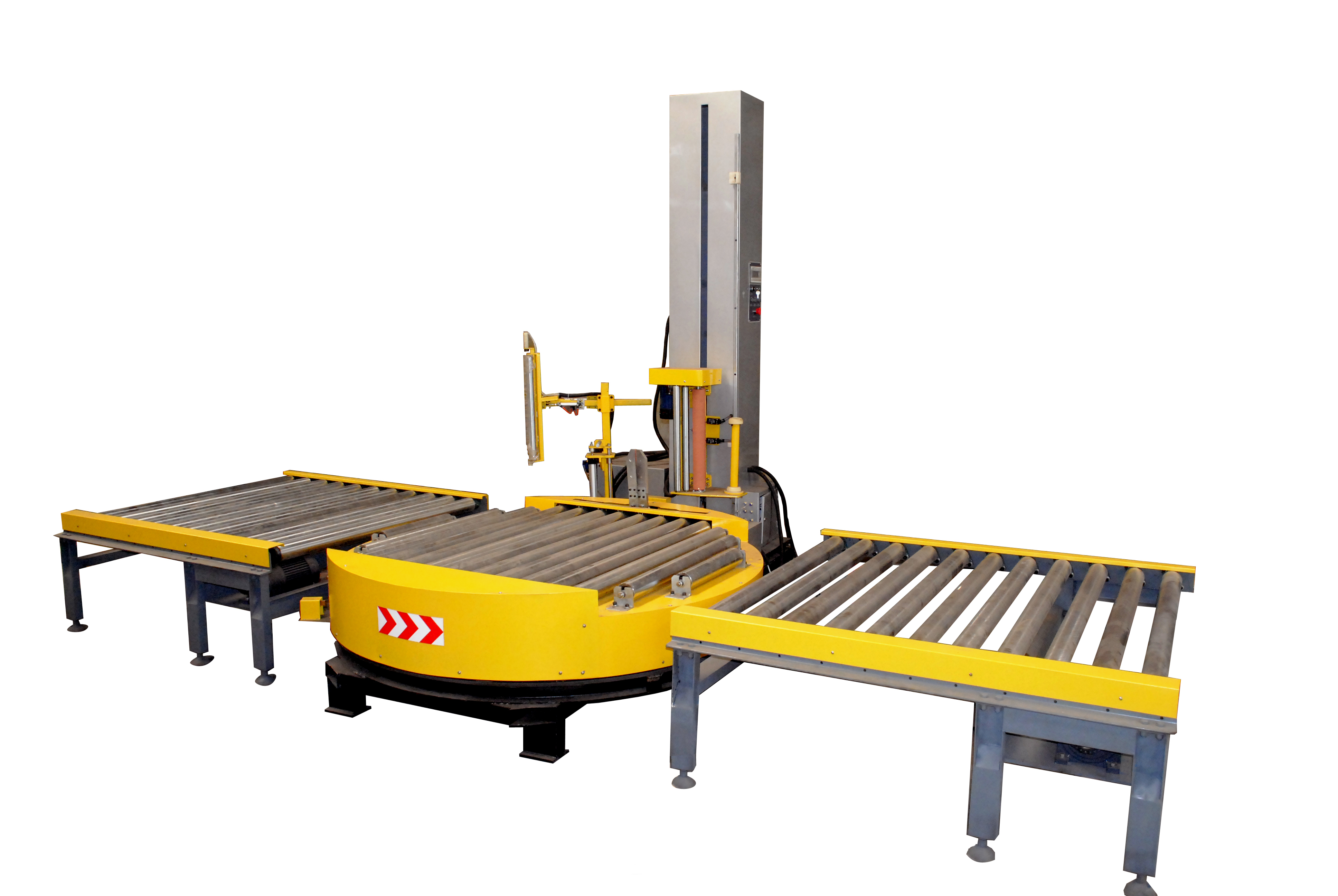 Heavy duty conveyorized  automatic pallet wrapping machine