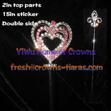 Pink Rhinestone Heart Shaped Pageant Scepters