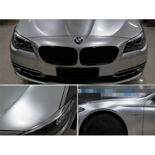 Metallic gloss silver car wrap vinyl.