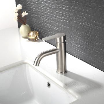 304 Stainless-Steel Single Hole Brushed Basin Mixer Faucet