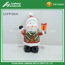 2016 handmade christmas decorative ceramic snowman figurine