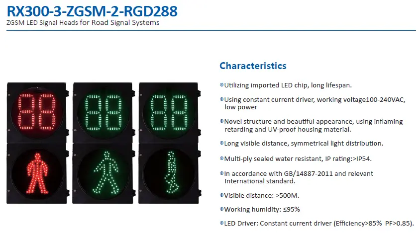 Zgsm LED Traffic Pedestrian Light 200mm 300mm