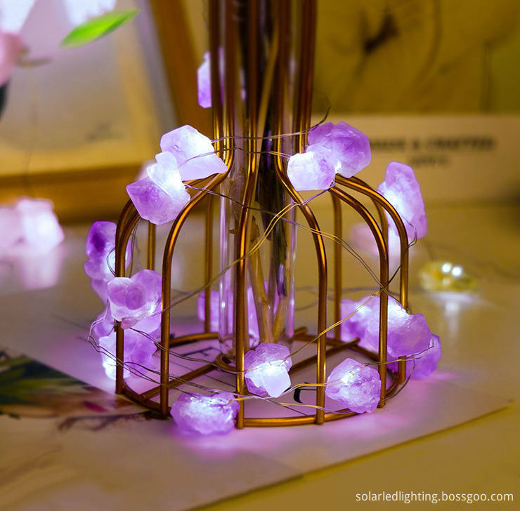 Rose Clear Raw Stone String Lights