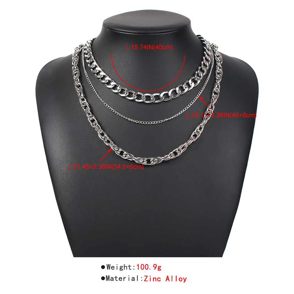 2021 Hot selling women punk fashion gold plated layered chains necklaces accessories jewelry