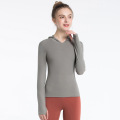 Crysau longsleeve Hoodie uchaf Yoga