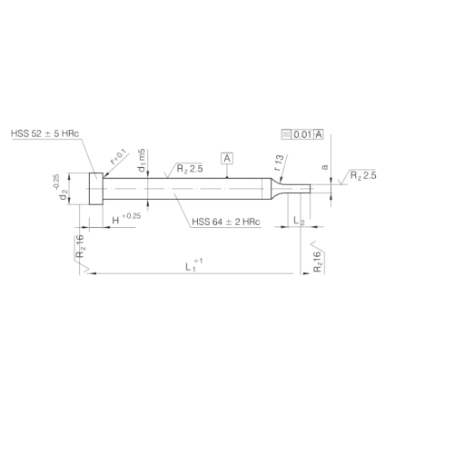 ISO8020-förmige Stempel mit Zylinderkopf HSS