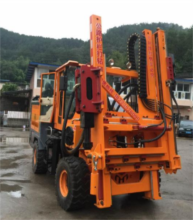 Hydraulic guardrail pile driver