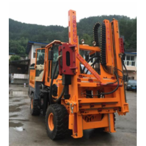 Hydraulic guardrail pile driver