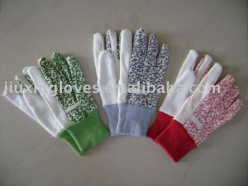 Floral design jersey gloves