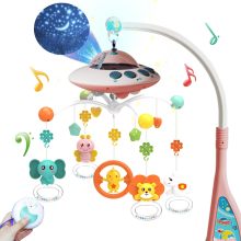Baby Musical Carousel Crib Toy with Night Lights, Projection, Rotating Animals, and Rattle: Soothing Entertainment for Your Little One