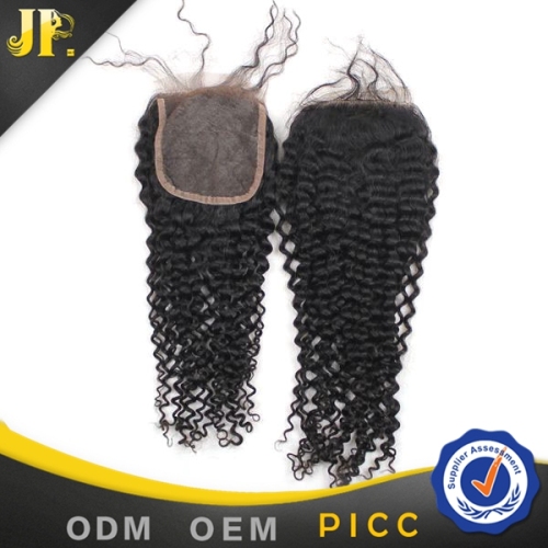 JP virgin peruvian hair deep wave silk base closure for middle part use