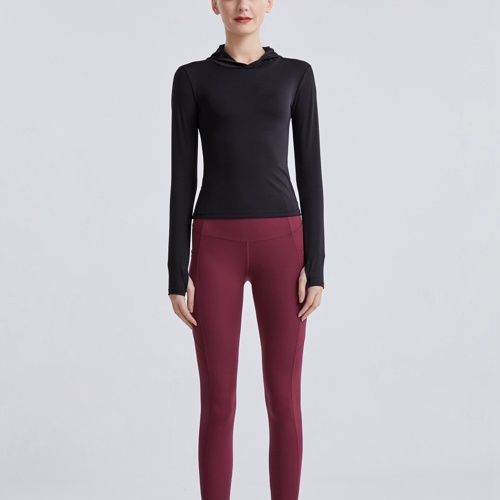 Pull de yoga femme à manches longues avec sweats à capuche