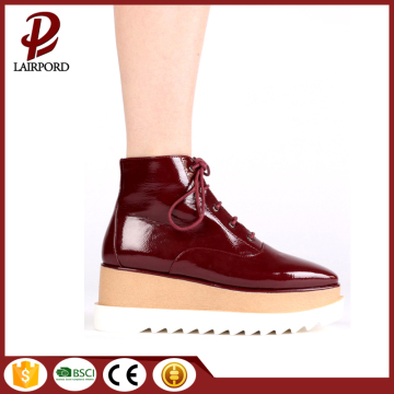 Red strappy lace mid-heel PU casual shoes