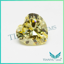 Free Sample Gemstone Wholesale Heart Cut facet Cubic Zircon,Synthetic Yellow Zircon