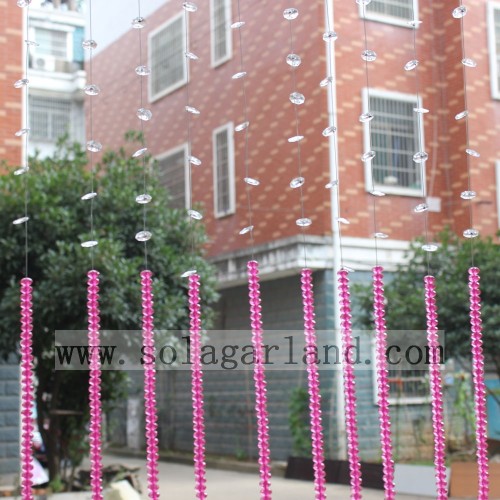 Attraente tenda di perline di colore rosa in cristallo acrilico