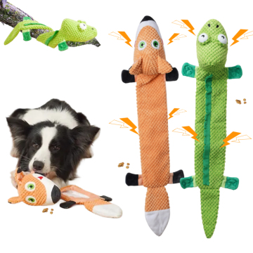 Custom Wholesale Unstuffed Fox Plush Squeaky Dog Toys and Crinkle Animal Accessories for Hunting Dogs