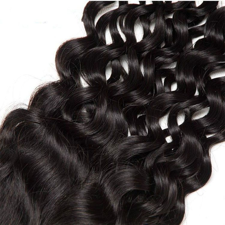 Hair Human Vendors Indian Natural Black Color Water Style Wave, Indian Virgin Remy Hair Closure For Black Women