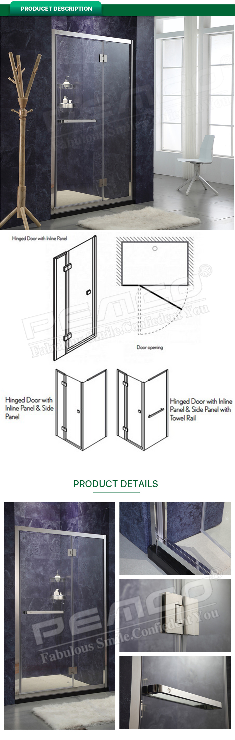 China Suppliers product 304 stainless steel glass sliding shower cubicle