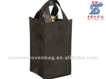 80g non woven silk-screen printed wine bottle handbag
