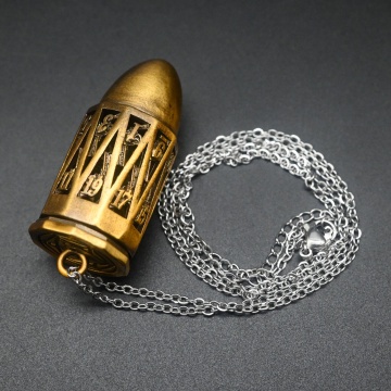 DND Metal Dice Necklace with Polyhedral Hollow Bullet Dice Box