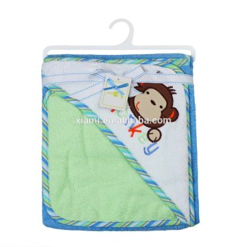 high level handfeel intimate texture terry receiving blanket clever monkey pattern hooded baby bath towel pattern