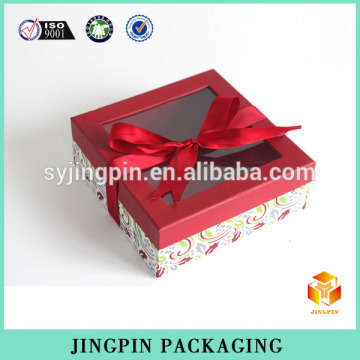 clear window kraft lid paper box with ribbon