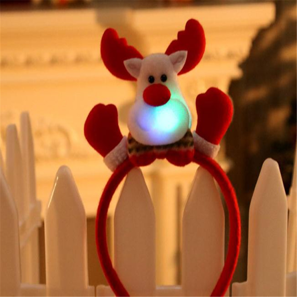 Christmas Headband with Flashlight Christmas Decorations Gifts Hair Clips Antler Headbands New Year Decoration Santa Headband