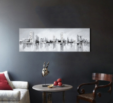 Metallic Skyline Wall Art City Oil Painting