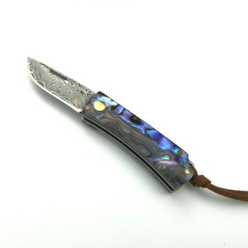 Mini Damascus Steel Folding Pocket Knife