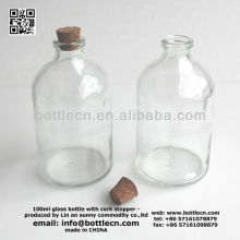 100ml glass bottle with cork stoppers, cork lid