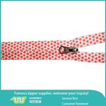 Customized heart shape printing pattern nyon zipper newest design waterproof zipper