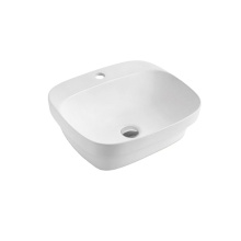 Rectangular Ceramic Semi Recessed Bathroom Sink Basin