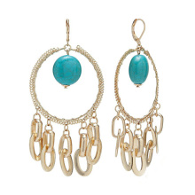 Designer gold earring designs with turquoise design
