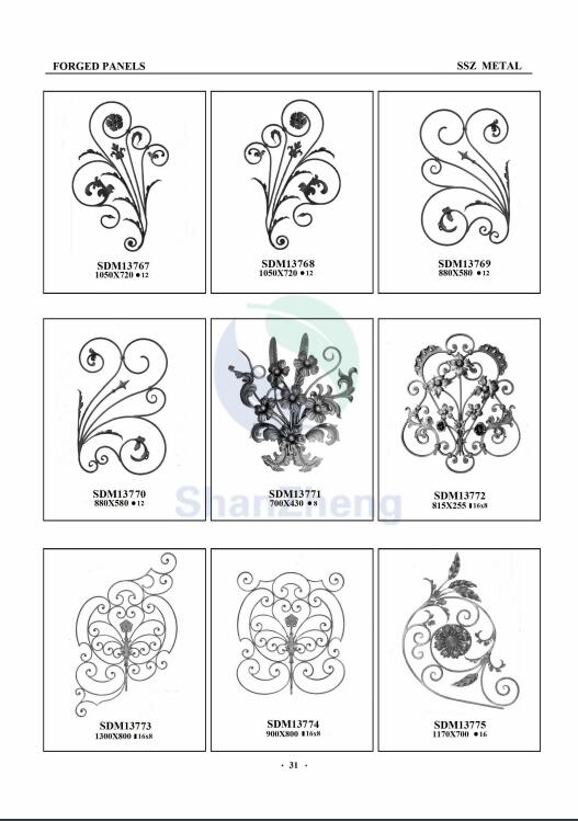 Wrought Iron Gate Decorative Ornaments Panel for Wrought iron Gate railing Or fence decoration Ornament
