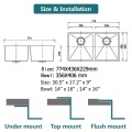 Dua mangkuk wastafel dapur buatan tangan ukuran sama