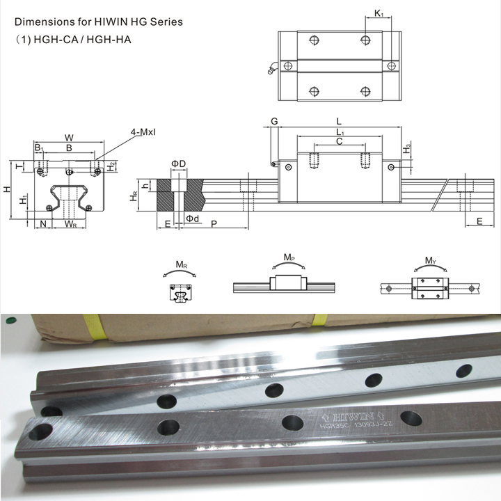 15mm Hiwin Linear Guide Rail (HGR15R4000C) Can Be Machining Any Length