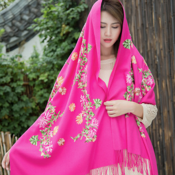 Phụ nữ Khăn tay cổ điển Thêu Khăn quàng cổ Pashmina Mùa đông