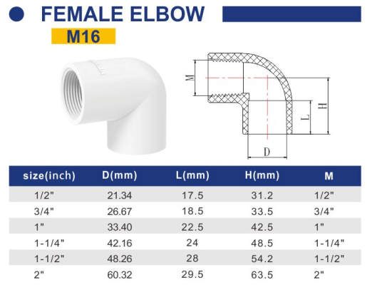 PLASTIC PIPE FITTINGS PVC FAUCET PVC THREAD FEMALE ELBOW