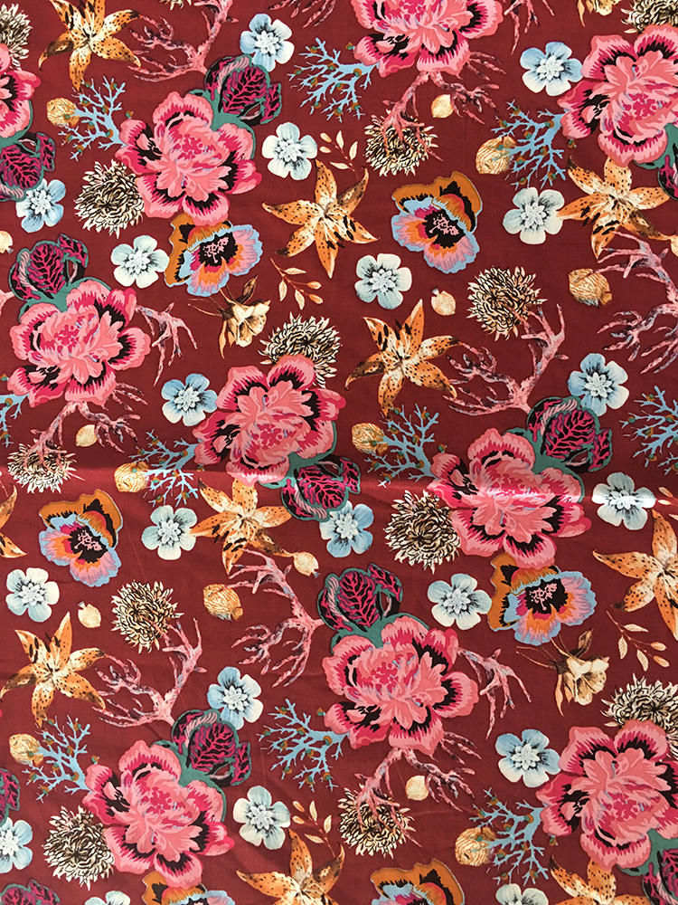 Marine Plants Rayon Poplin 45S Light Printing Fabric