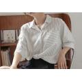 Women's blouses, irregular hem, cutting shirt collar with beading