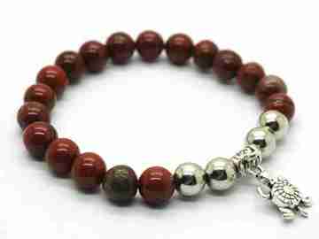 Natural Red Jasper Bracelet Gemstone jewelry alloy pendants