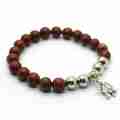 Pulsera de Jaspe Roja Natural Joyas de piedras preciosas colgantes de aleación