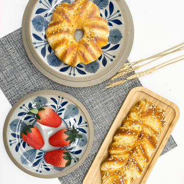 High-quality Japanese style round ceramic plates charge pasta dessert plate porcelain dinnerware buffet plates sets